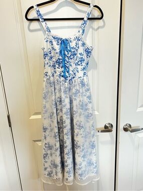 NWT Scarlet Darkness Milkmaid Floral Lace Up  Corset MIDI Dress